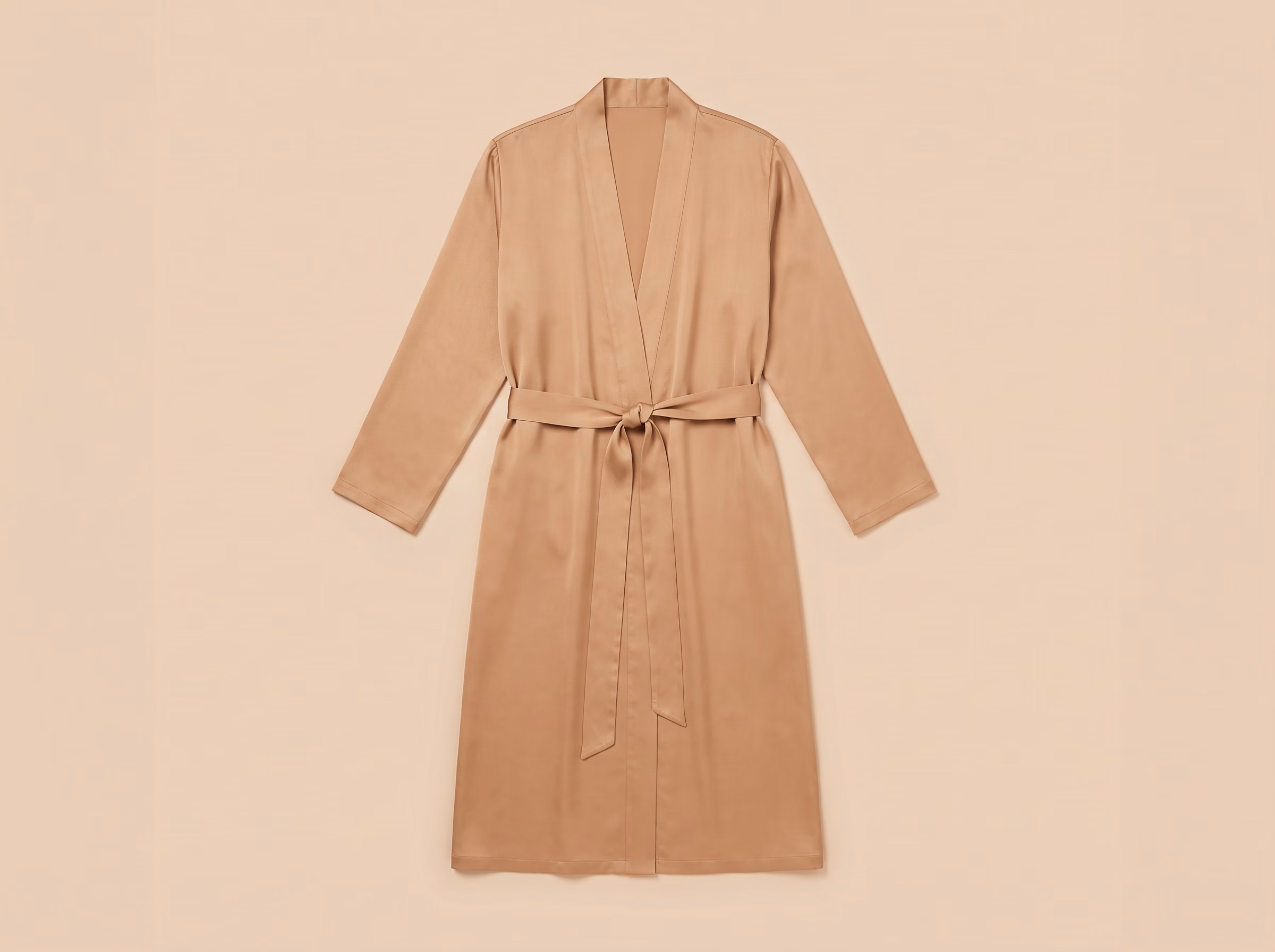 The Chergui robe in Amande, laid flat, from the front.